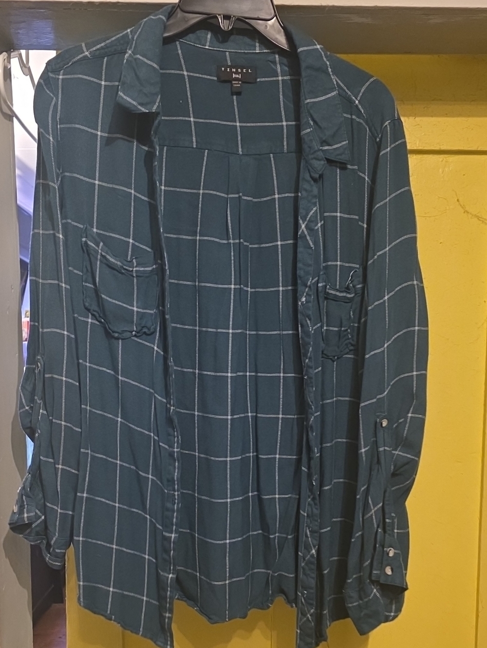 Tinsel Teal Plaid Button-Down Shirt